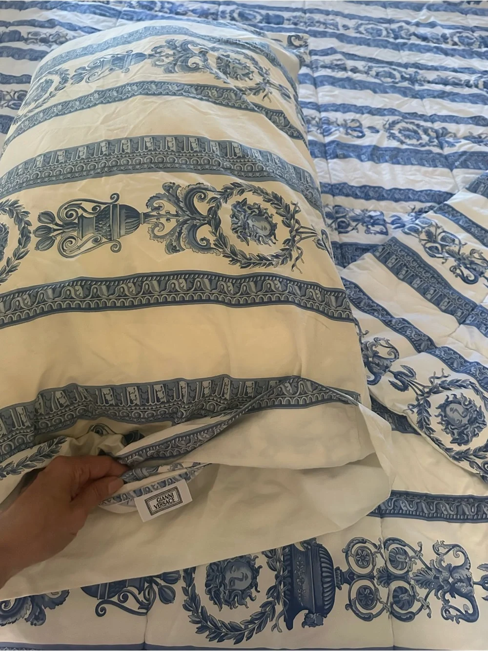Vintage Gianni Versace Blue Medusa Baroque King Comforter Set